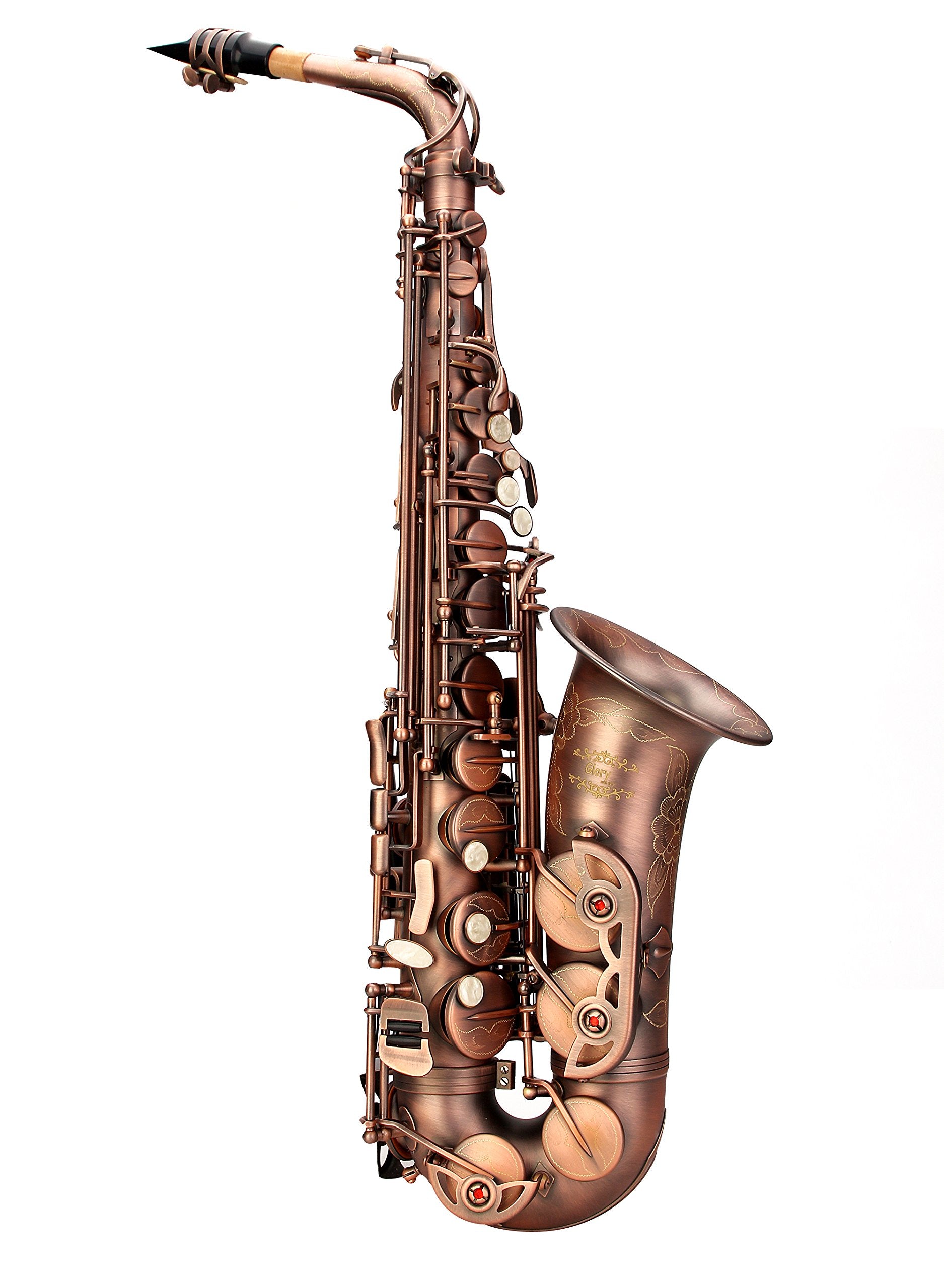 GLORY High Grade Antique Finish Series PR1, E Flat Alto Saxophone with 11reeds,8 Pads Cushions,case,carekit